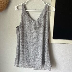 CAbi Black Speckle Flutter Sleeveless Top